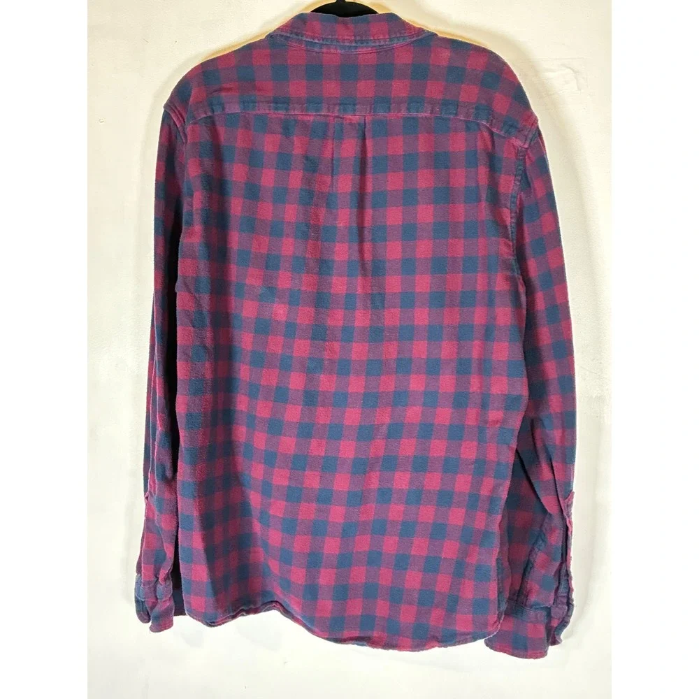 J.Crew Men's Large Slim Fit Buffalo Plaid Flannel Shirt Red Navy 100% Cotton